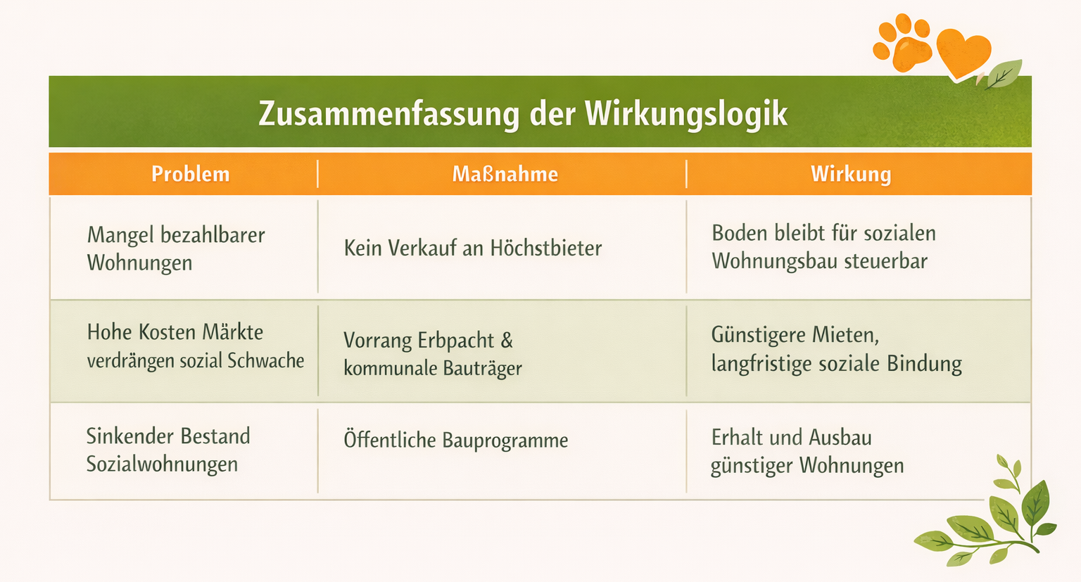 Wirkungsloging Wohnungsausbau